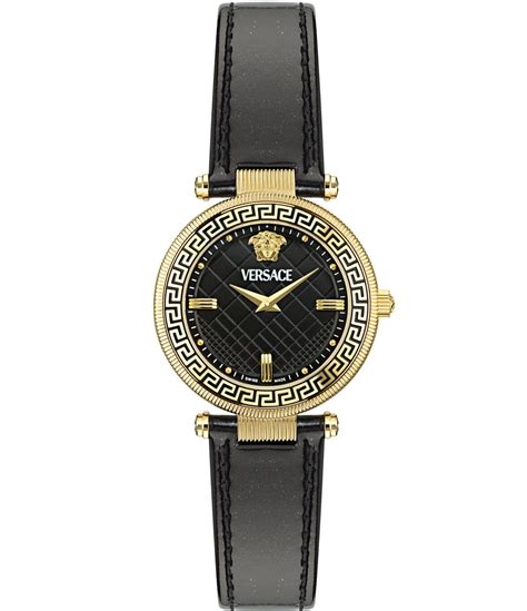 versace reve carre women's leather watch black 88q99sd008-s009|Women's Reve Carre Leather Black Dial Watch .